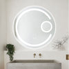 Oglindă baie LED H13 rotundă cu 3 lumini, anti-aburire, touch control și lupă
