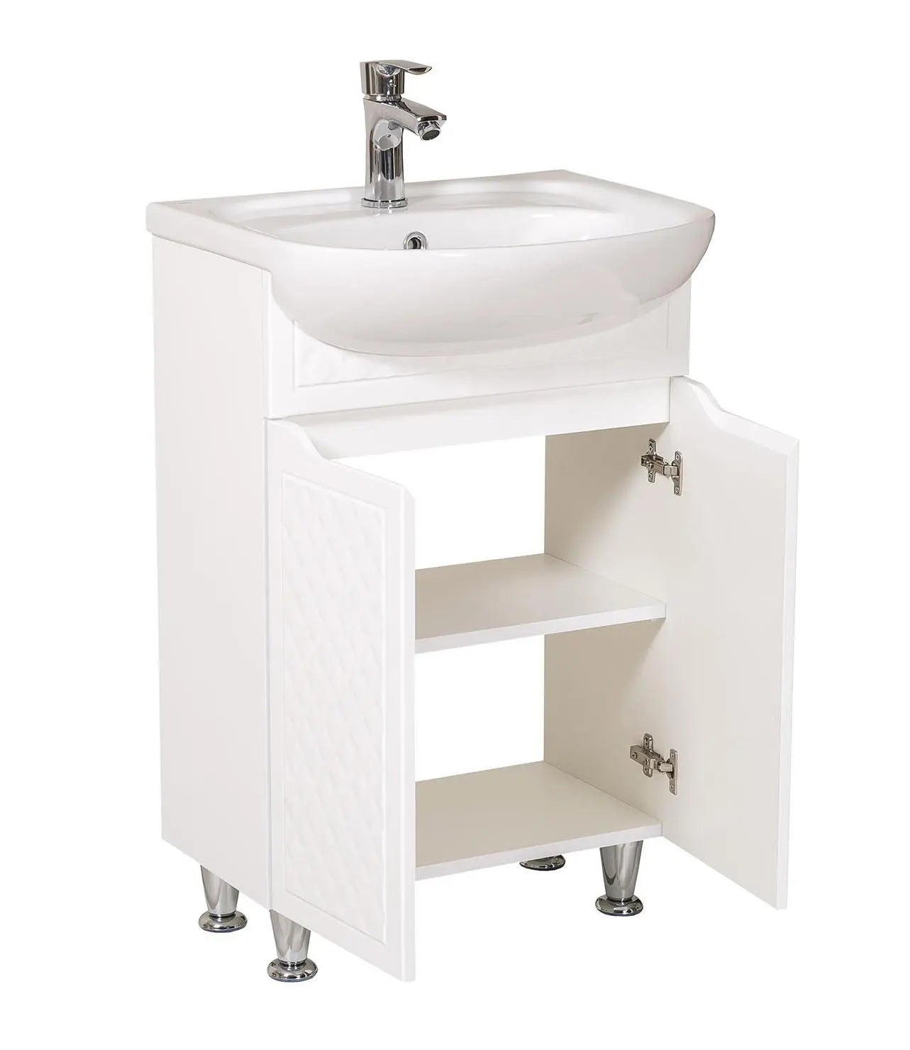 Mobilier de baie pe pardoseală Rodors, Alb