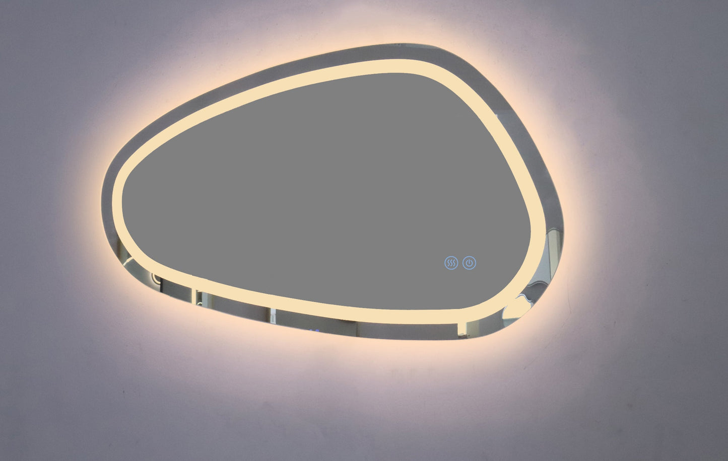 Oglindă baie LED H18 asimetrică cu 3 lumini, anti-aburire și touch control