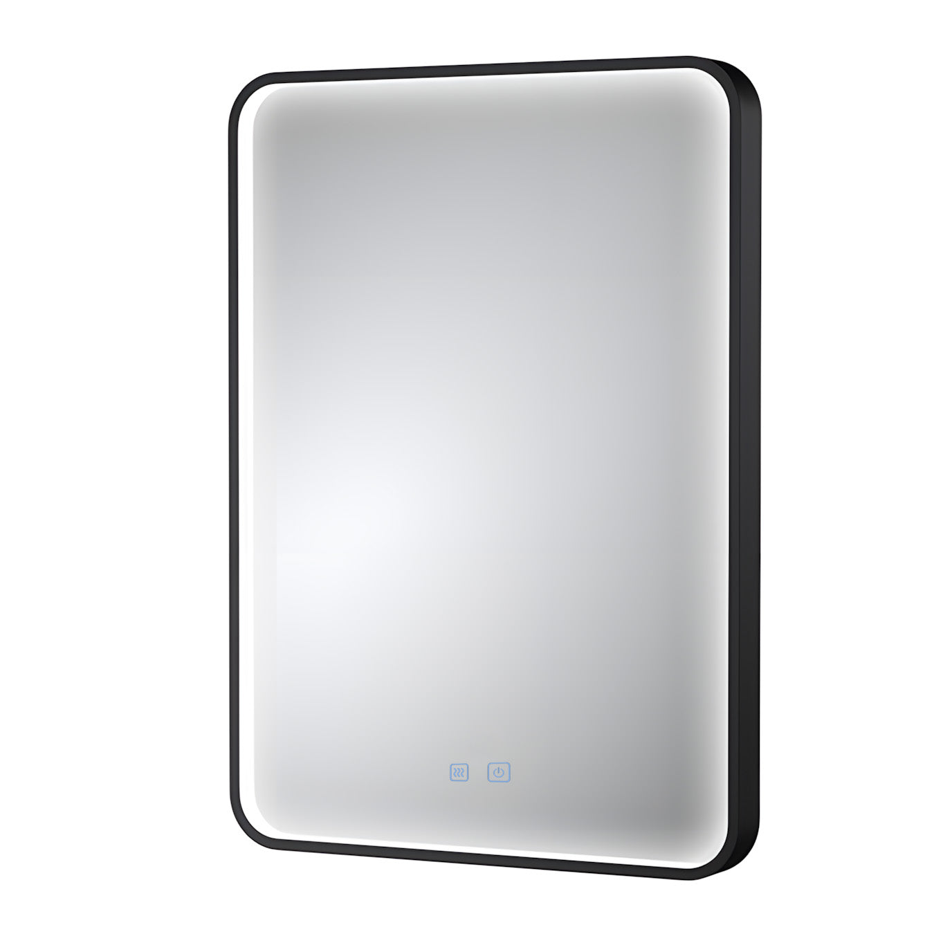 Oglindă LED H-1110 cu ramă aluminiu negru și funcție anti-aburire