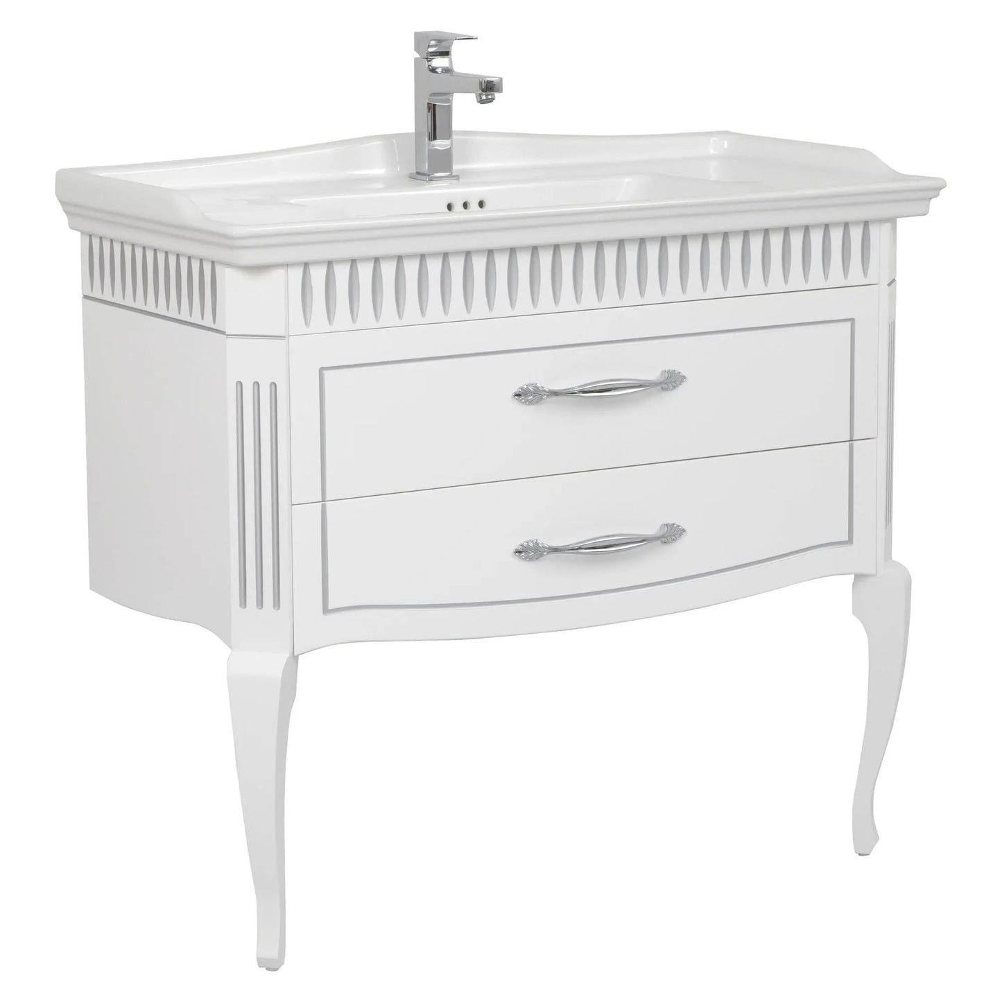 Mobilier de baie pe pardoseală Royal, Alb+argintiu