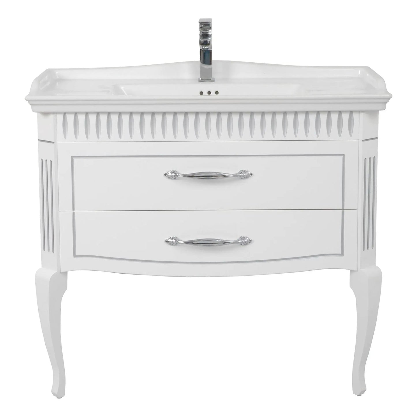 Mobilier de baie pe pardoseală Royal, Alb+argintiu