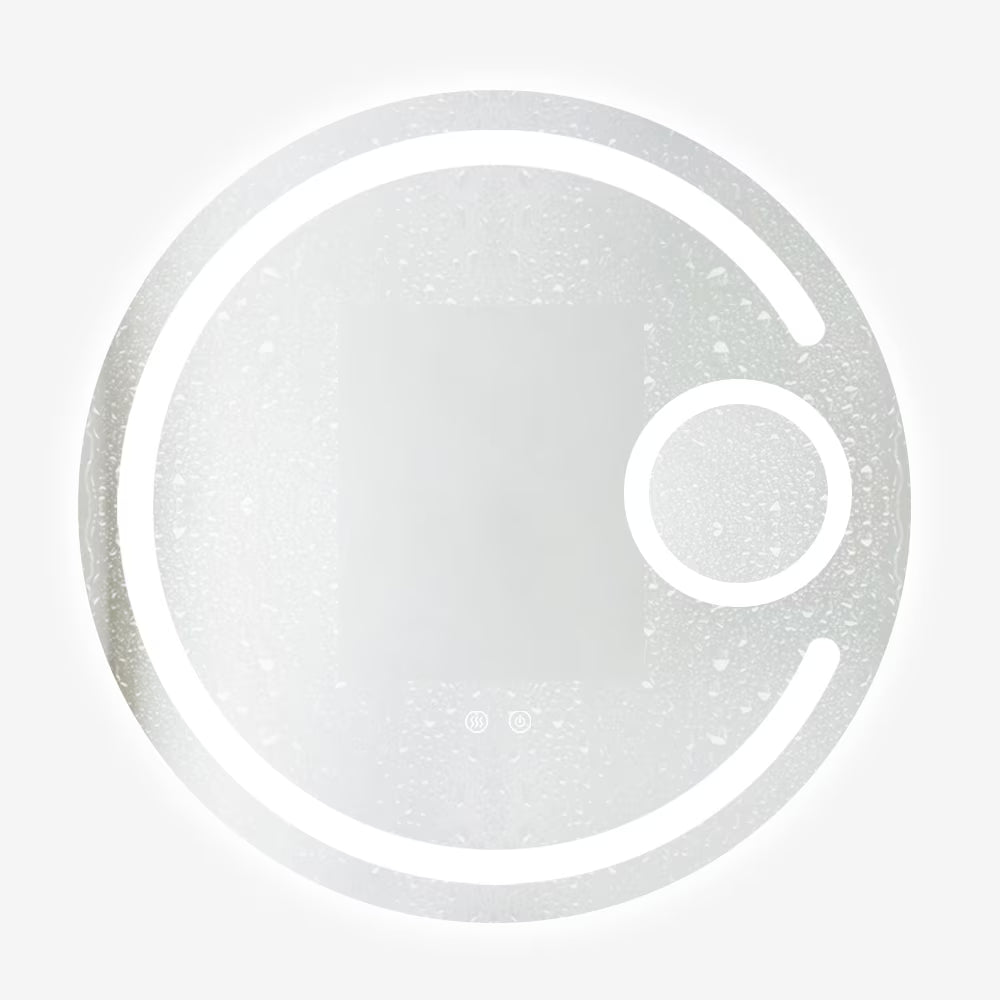 Oglindă baie LED H13 rotundă cu 3 lumini, anti-aburire, touch control și lupă
