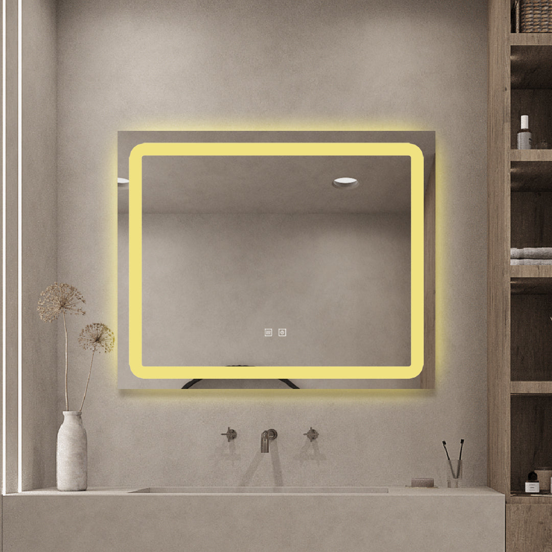 Oglindă baie LED H103 rectangulară cu 3 lumini, anti-aburire și touch control