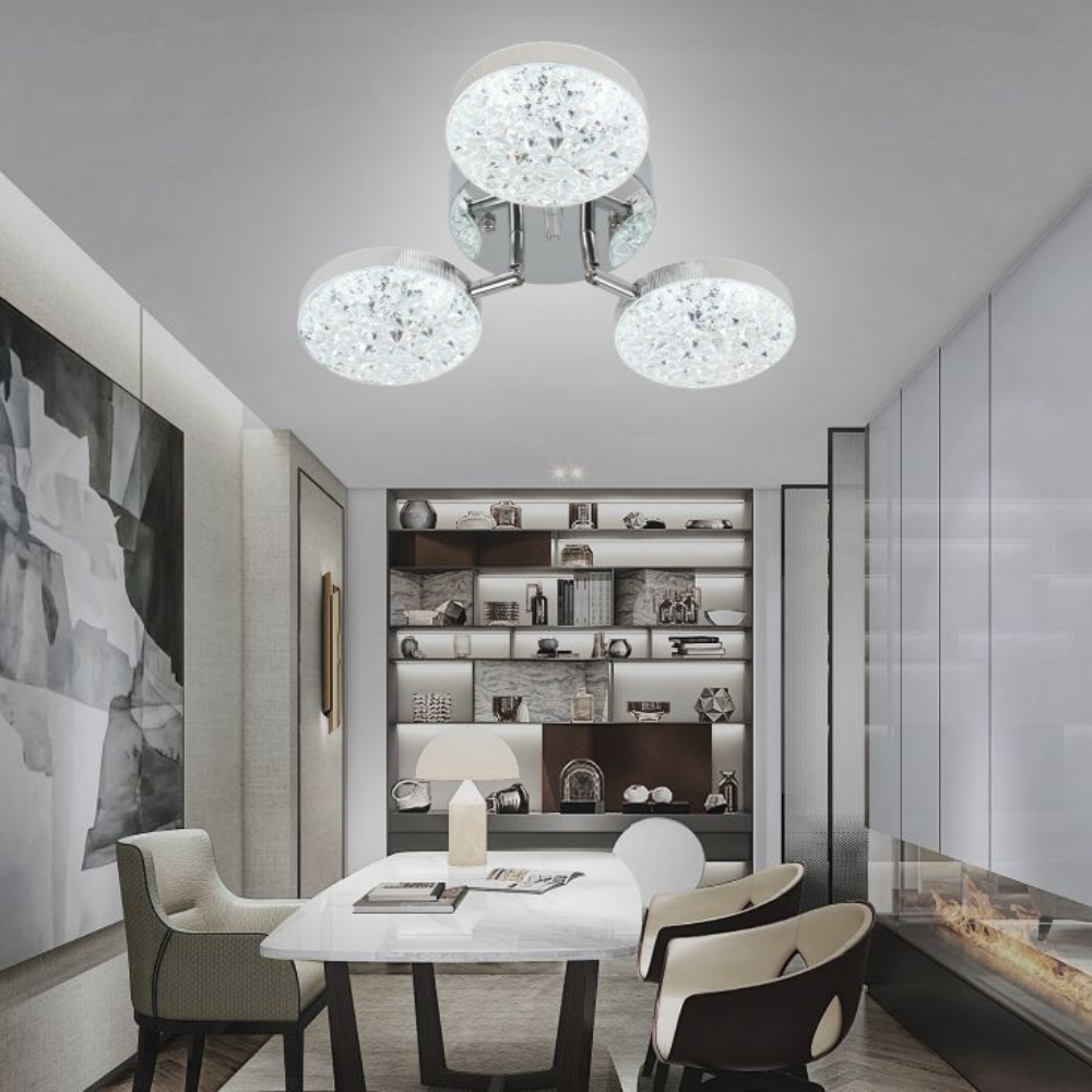 Lustra LED Silver Lightning 3, cu telecomanda, 64W, gri, cu trei tipuri de lumina SE-C1191/3