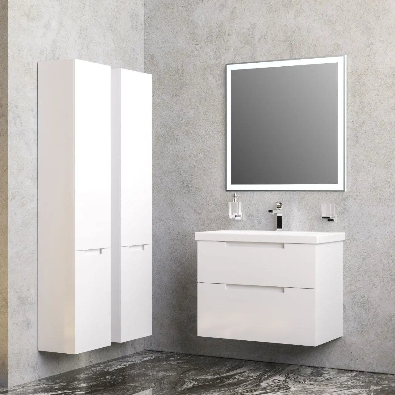 Mobilier de baie suspendat Infinity, Alb