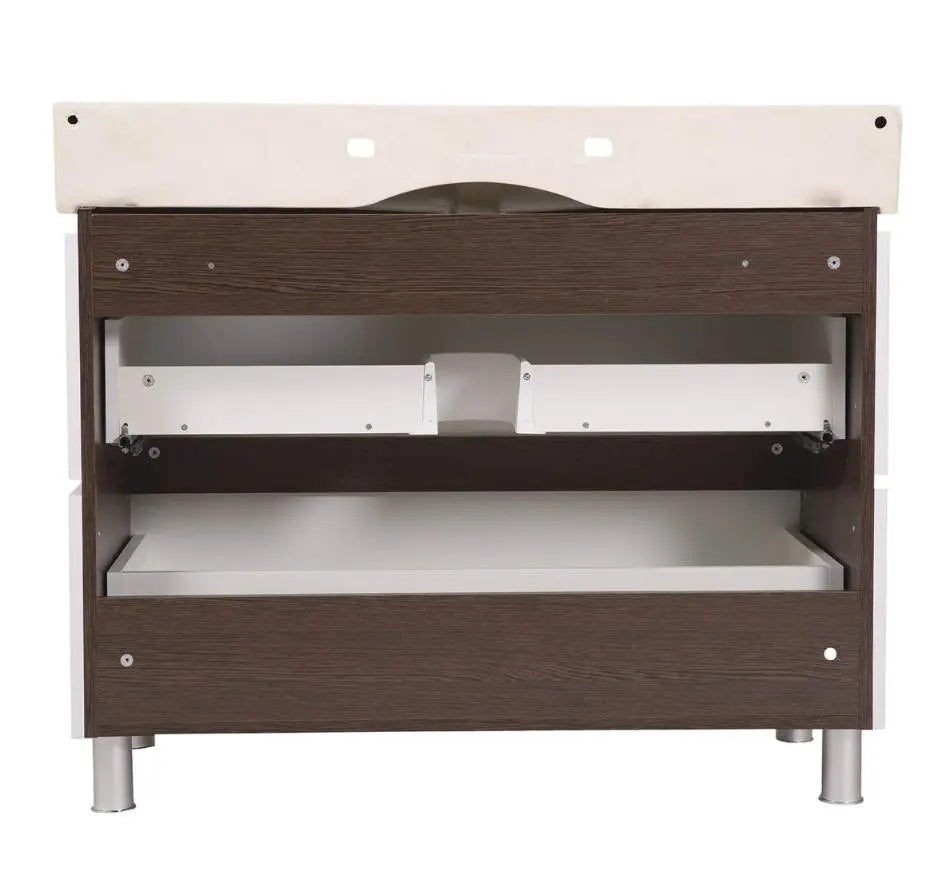 Mobilier de baie pe pardoseală Venice, Alb+Wenge (Pinto)