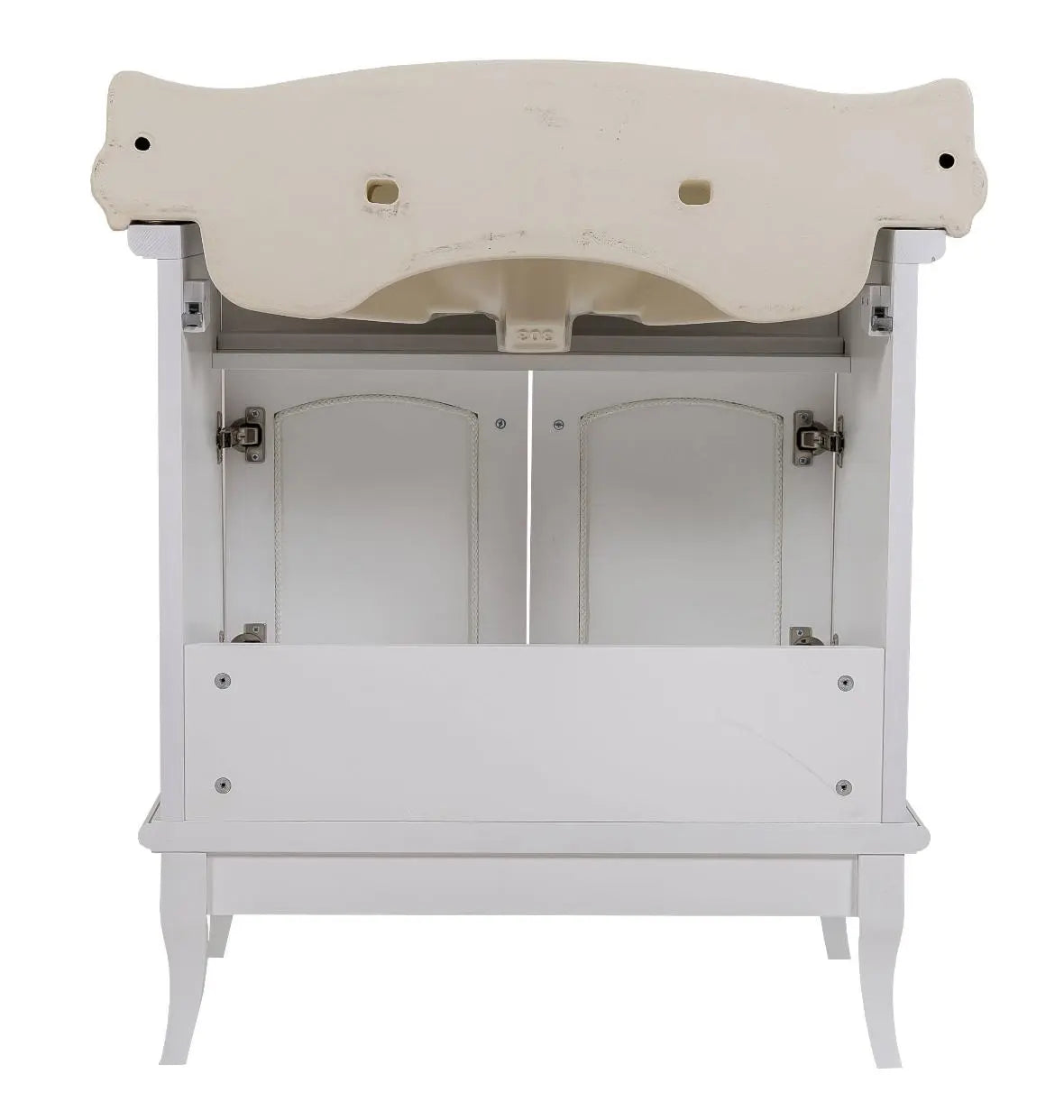 Mobilier de baie pe pardoseală Mikella, Alb+Crom