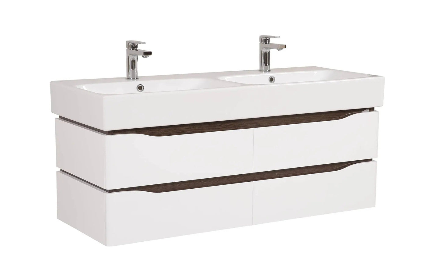 Mobilier de baie suspendat Venice , Alb+Wenge (Pinto 2 baterii)