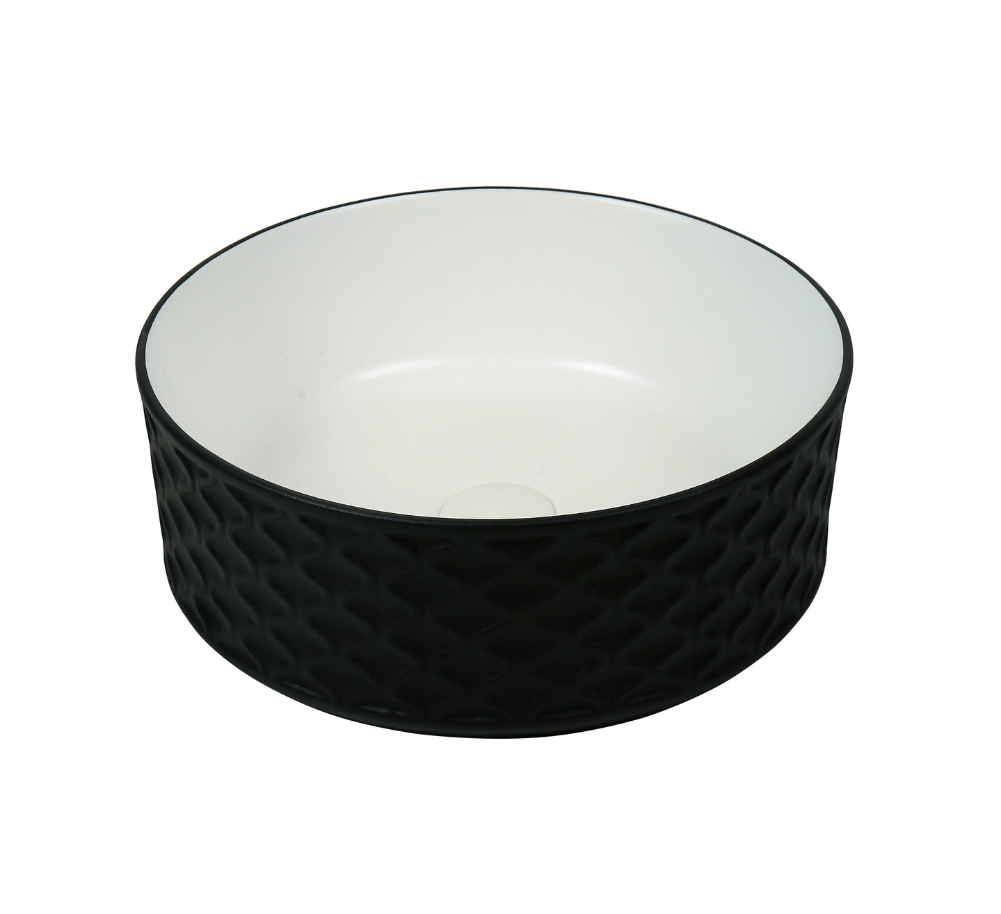 Lavoar rotund ceramic 787-CBKW-MRS – exterior negru texturat, interior alb lucios