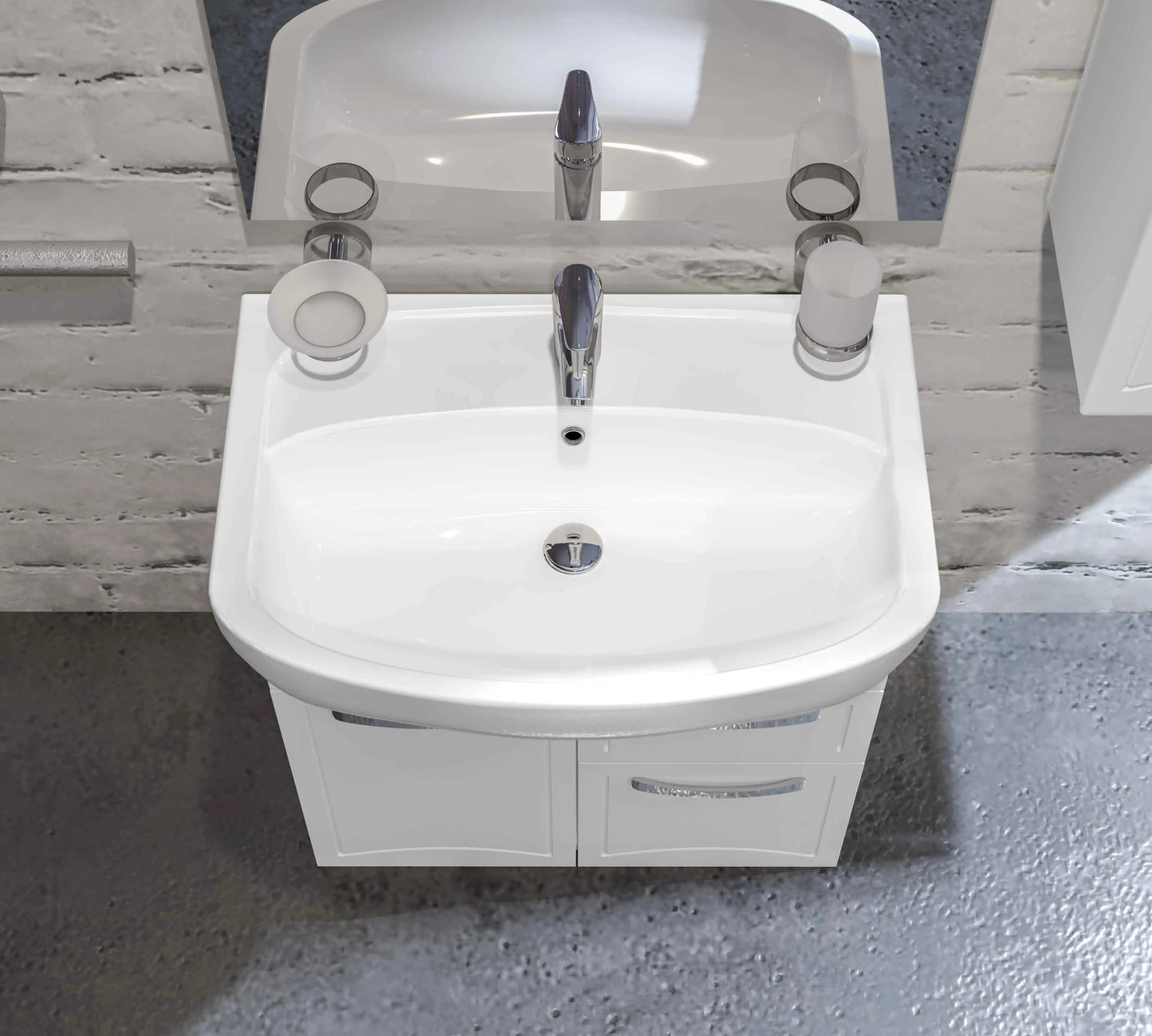 Mobilier de baie pe pardoseală cu sertar Decor, Alb