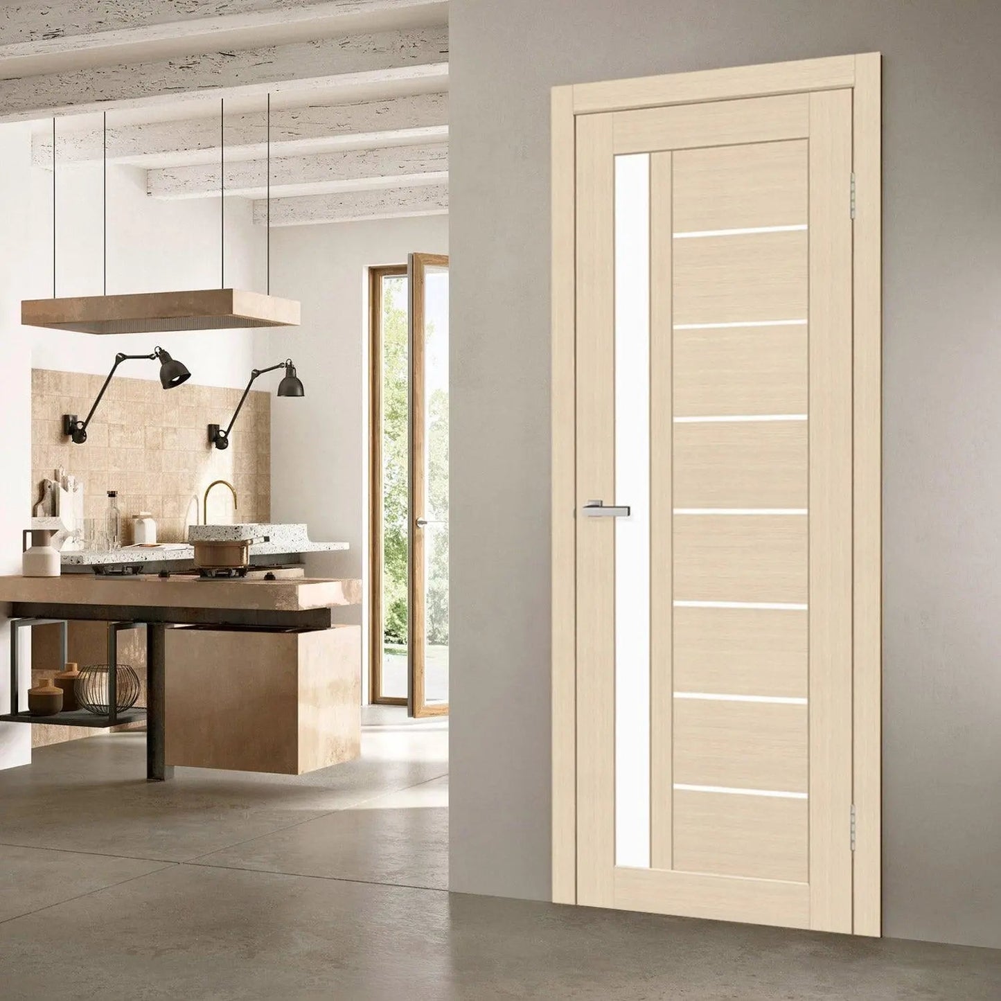 Ușă interior Deco 09 Latte Oak – complet echipată, cu toc reglabil