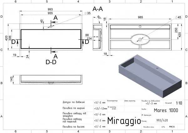 Lavoar pe blat Mares 1000, Miraggio