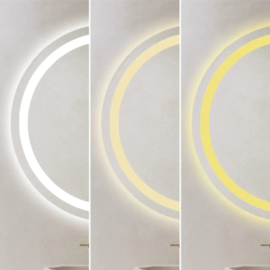 Oglindă baie LED H105 rotundă cu 3 lumini, anti-aburire și touch control