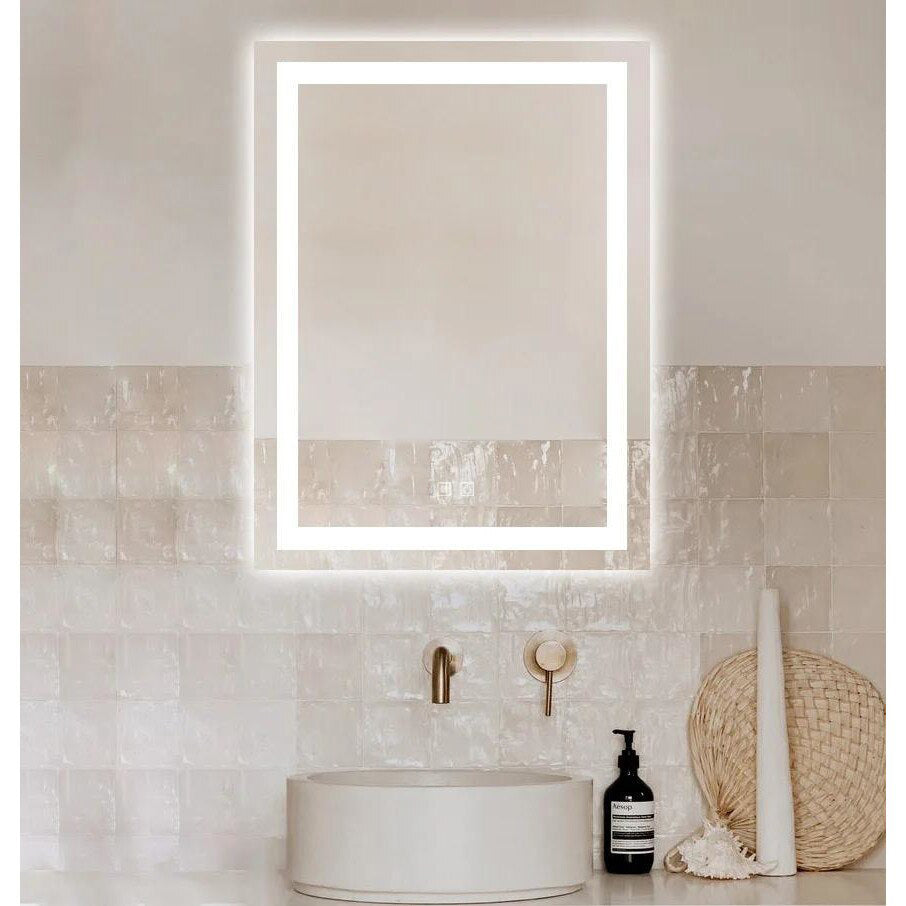 Oglindă baie LED H109 rectangulară cu 3 lumini, anti-aburire și touch control