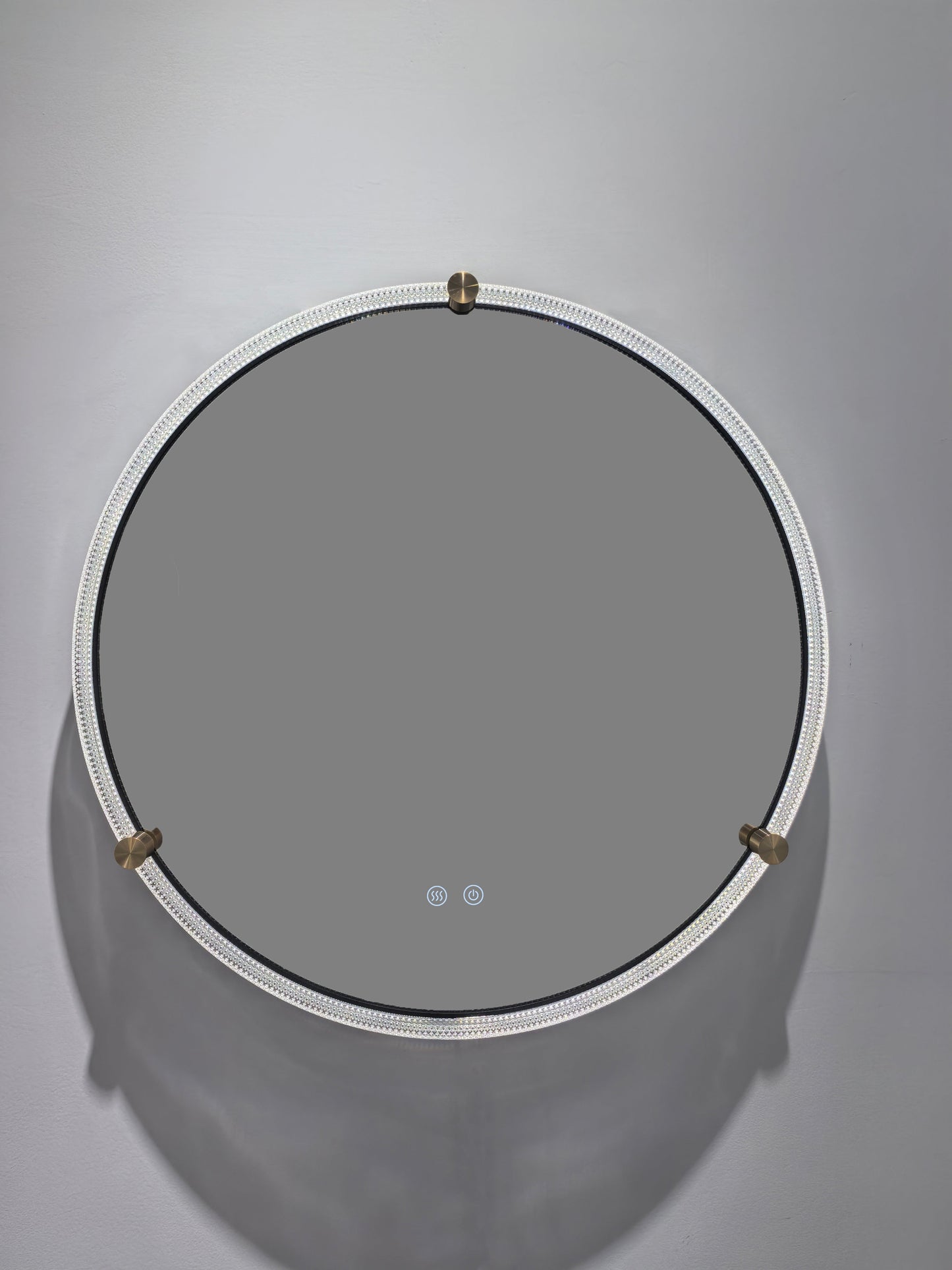 Oglindă baie rotundă H 2087 cu LED, anti-aburire și ramă acril-metal