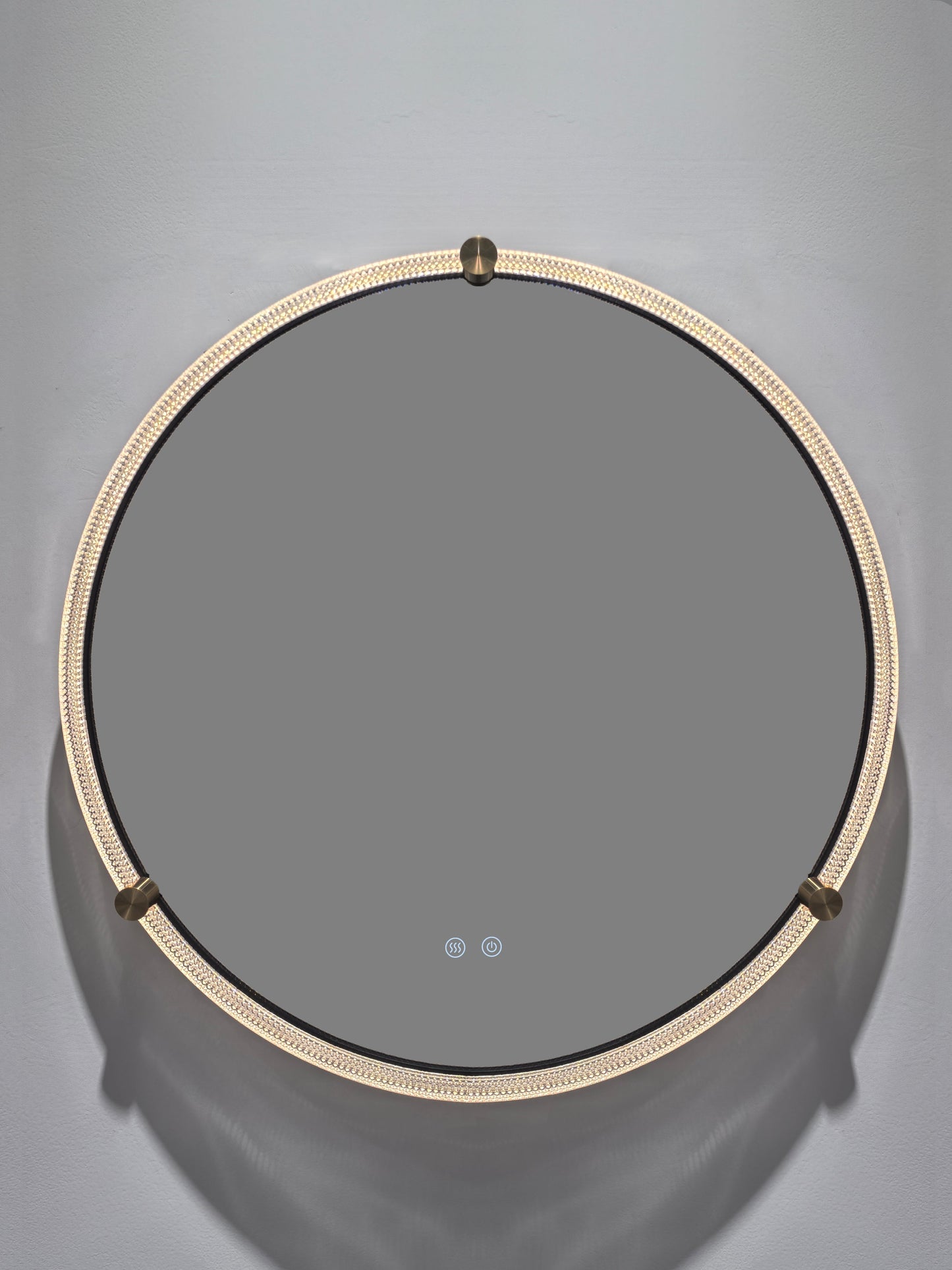 Oglindă baie rotundă H 2087 cu LED, anti-aburire și ramă acril-metal