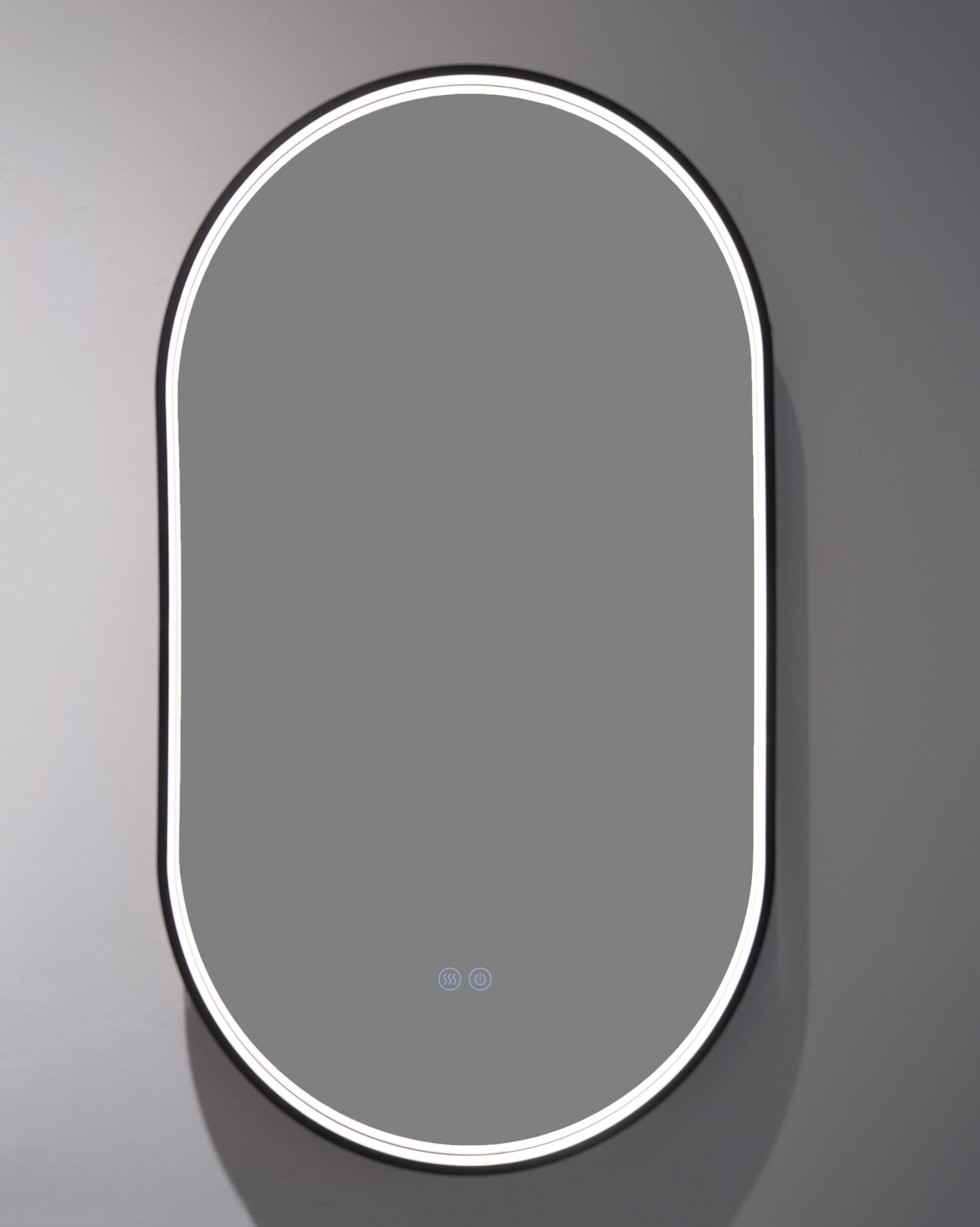 Oglindă LED H-3055 Negru cu bandă COB | 3 nuanțe de lumină & anti-aburire