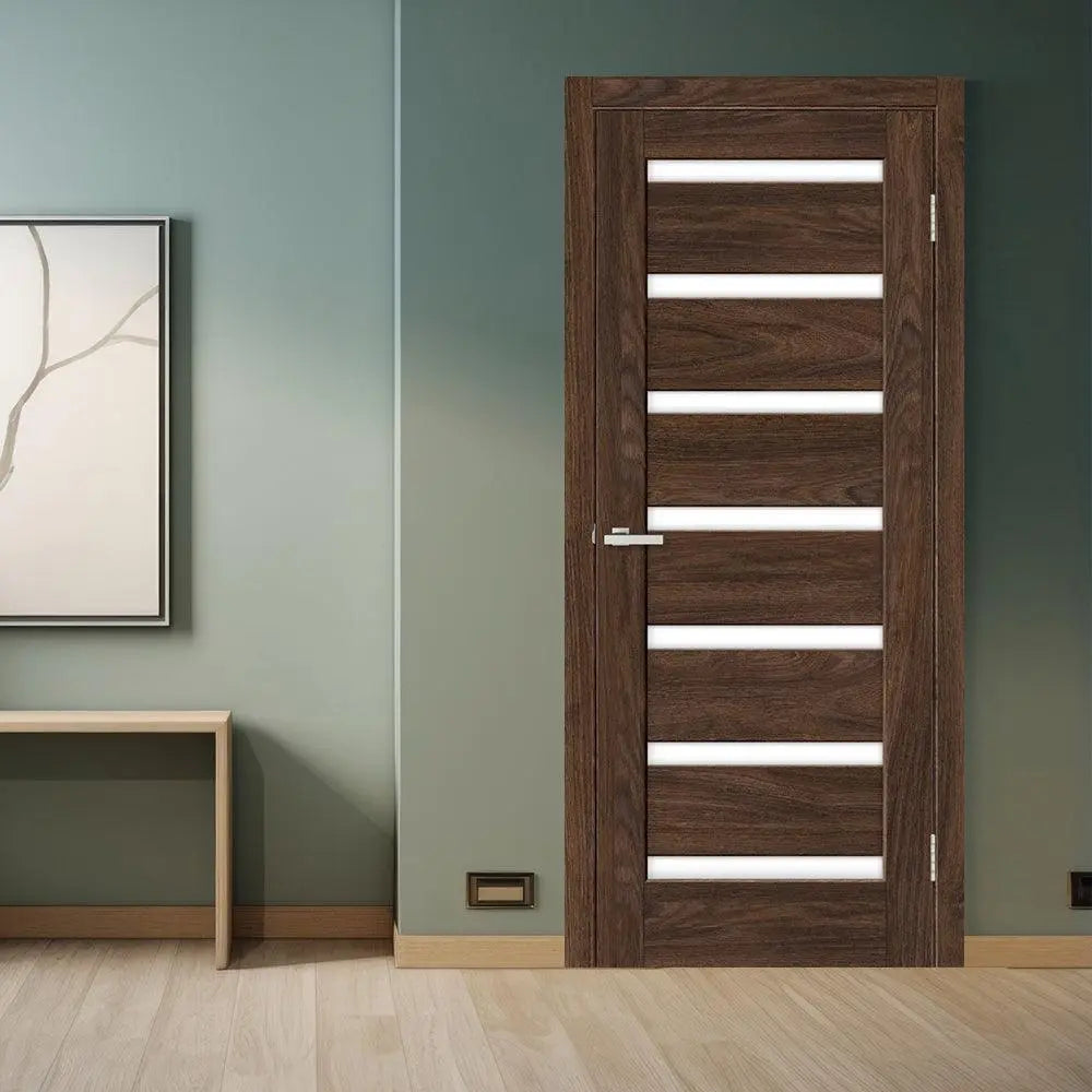 Ușă interior Rino 07 Takoma Oak – cu sticlă mată verticală și toc reglabil