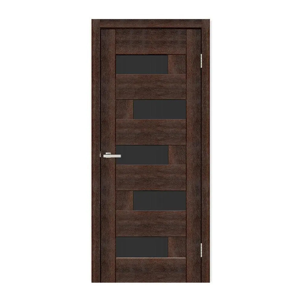 Ușă interior Rino 16 European Chestnut- cu sticlă decorativă, complet echipată