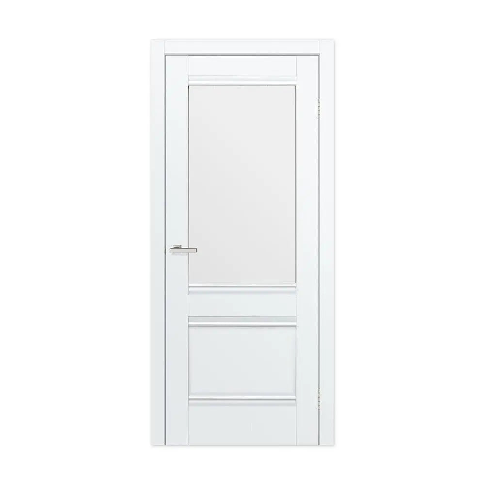 Ușă interior Valencia G White Silk Mat – cu sticlă mată decorativă și toc reglabil, complet echipată