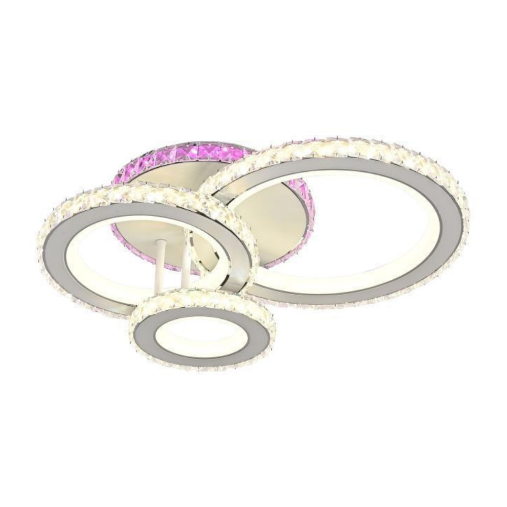 Lustra LED Circle Style, cu telecomanda, 77W, 3500lm, gri, cu trei tipuri de lumina,L7603/4C