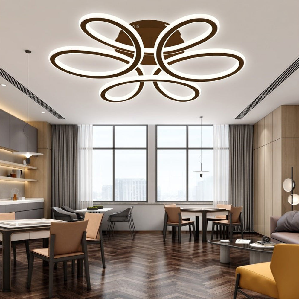 Lustra LED Circular Flower cu telecomanda, 230W, dimabila, maro, cu trei tipuri de lumina S2104/500 CF