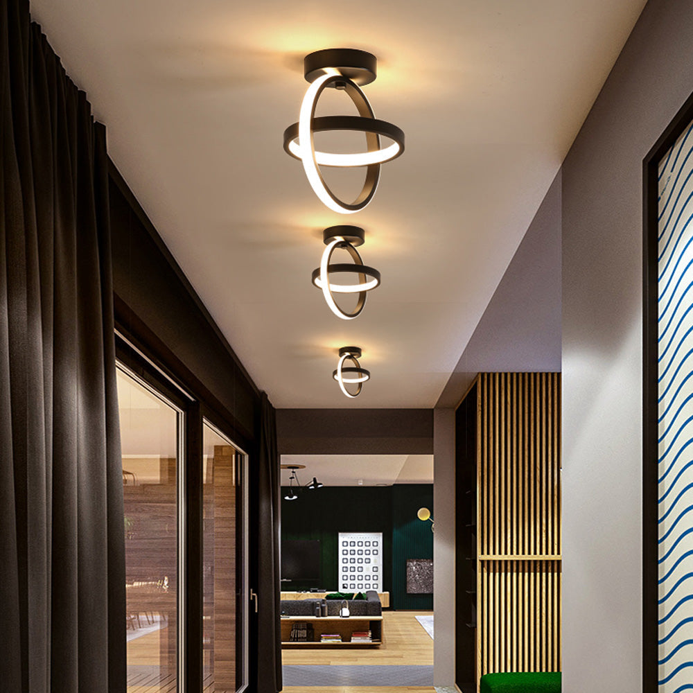 Lustra LED Creative Circle, 23W, 1000lm, negru, cu trei tipuri de lumina 9458 BK