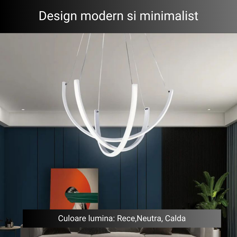 Lustra LED Creative Design, cu telecomanda, 122W, alb, cu trei tipuri de lumina SE-P1065