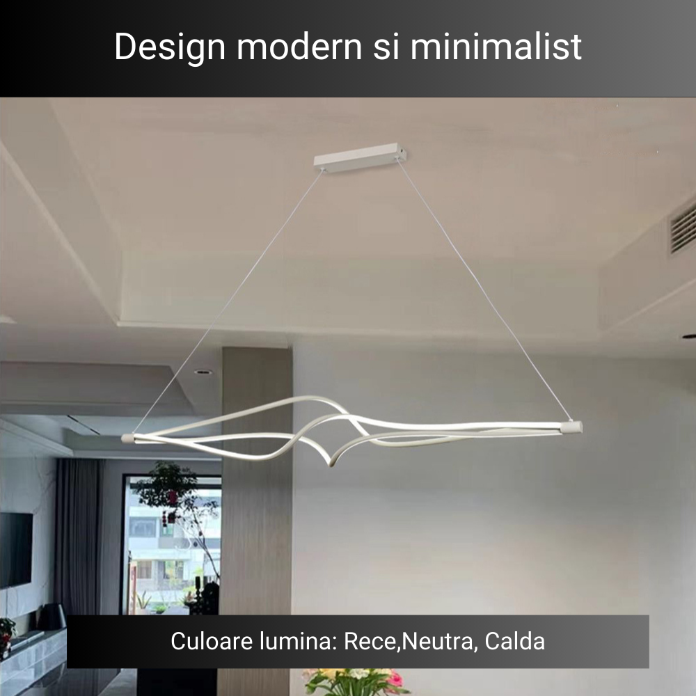 Lustra LED Creative Lightning, suspendata,cu telecomanda, 78W, alb, cu trei tipuri de lumina, intensitate reglabila 8806/1200 WT