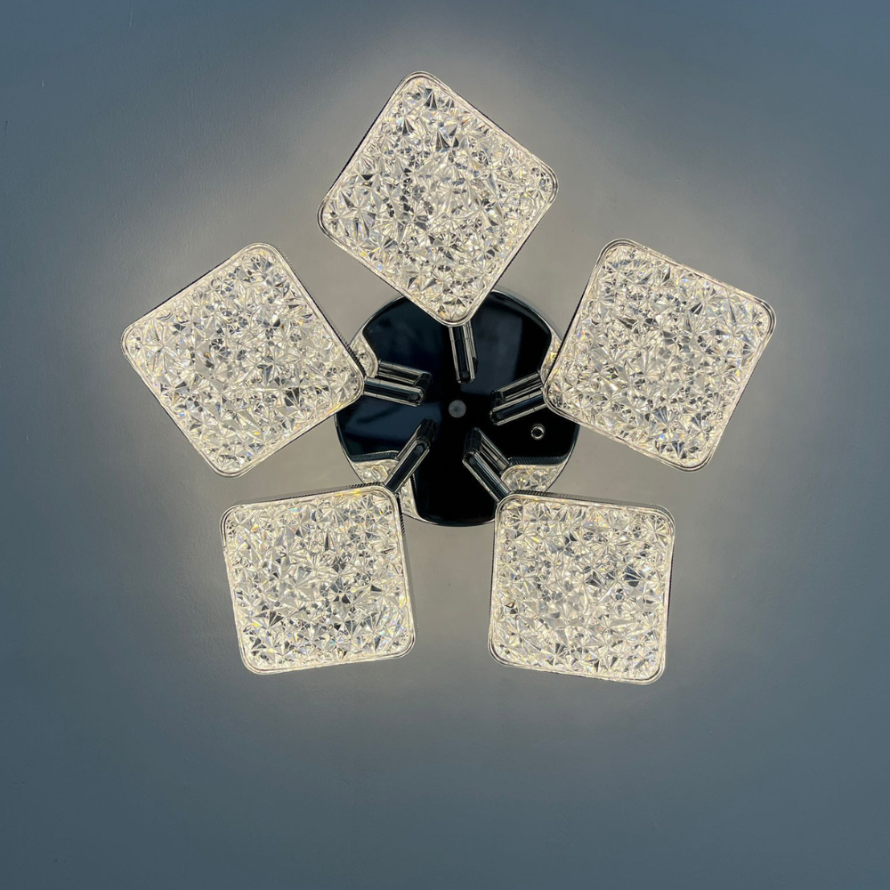 Lustra LED Minimal Silver 5, cu telecomanda, 102W, gri, cu trei tipuri de lumina SE-C1192/5
