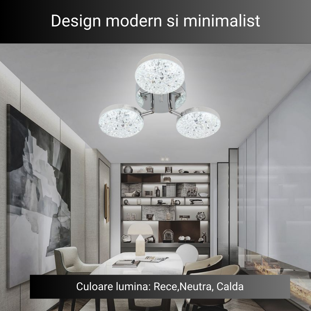 Lustra LED Silver Lightning 3, cu telecomanda, 64W, gri, cu trei tipuri de lumina SE-C1191/3