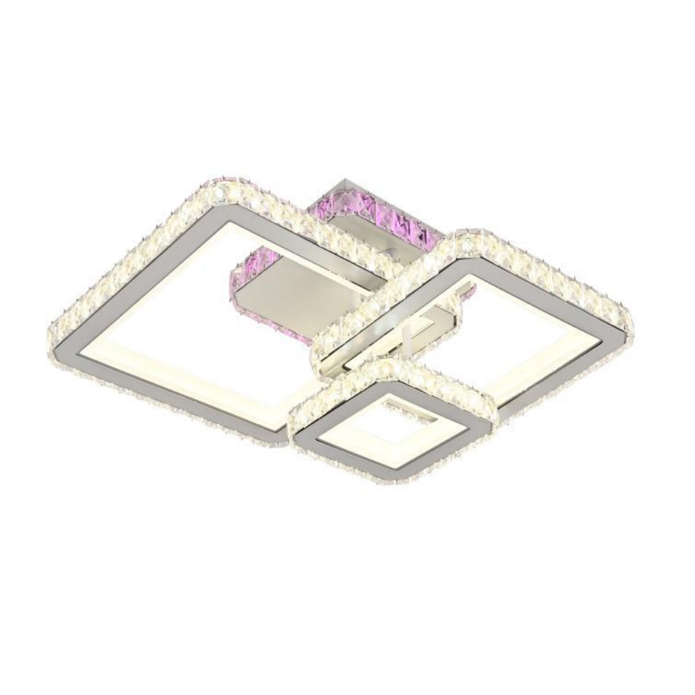 Lustra LED Square Style, cu telecomanda, 88W, 3500lm, gri, cu trei tipuri de lumina,L7604/3C