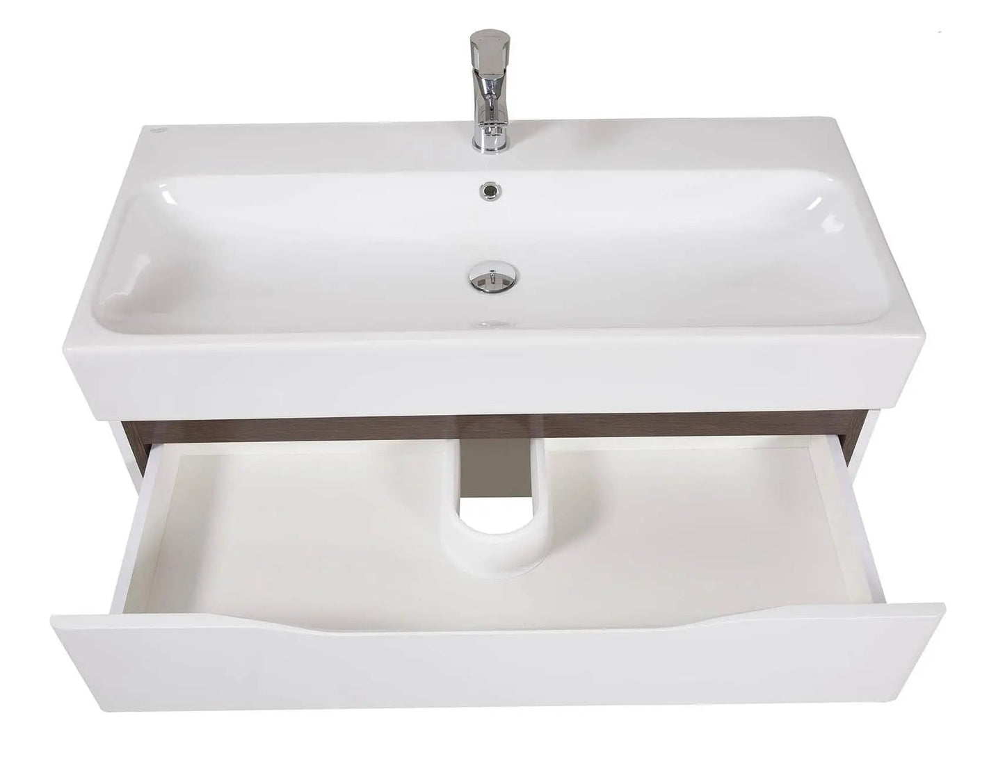 Mobilier de baie suspendat Venice, Alb+Wenge (Pinto)