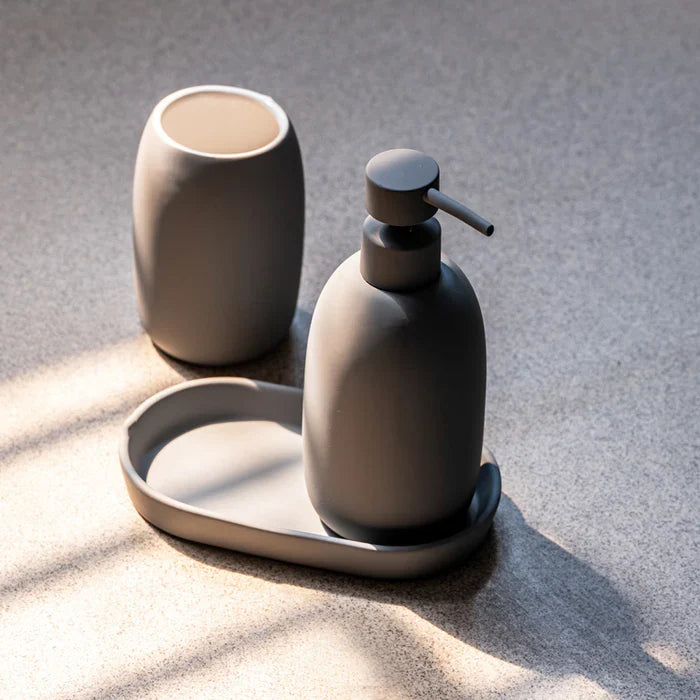 Set 3 piese accesorii de baie gri mat