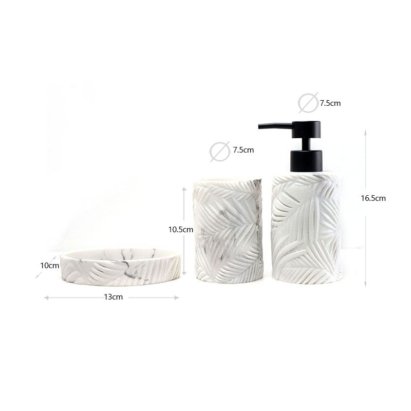 Set 3 piese accesorii de baie alb marmurat