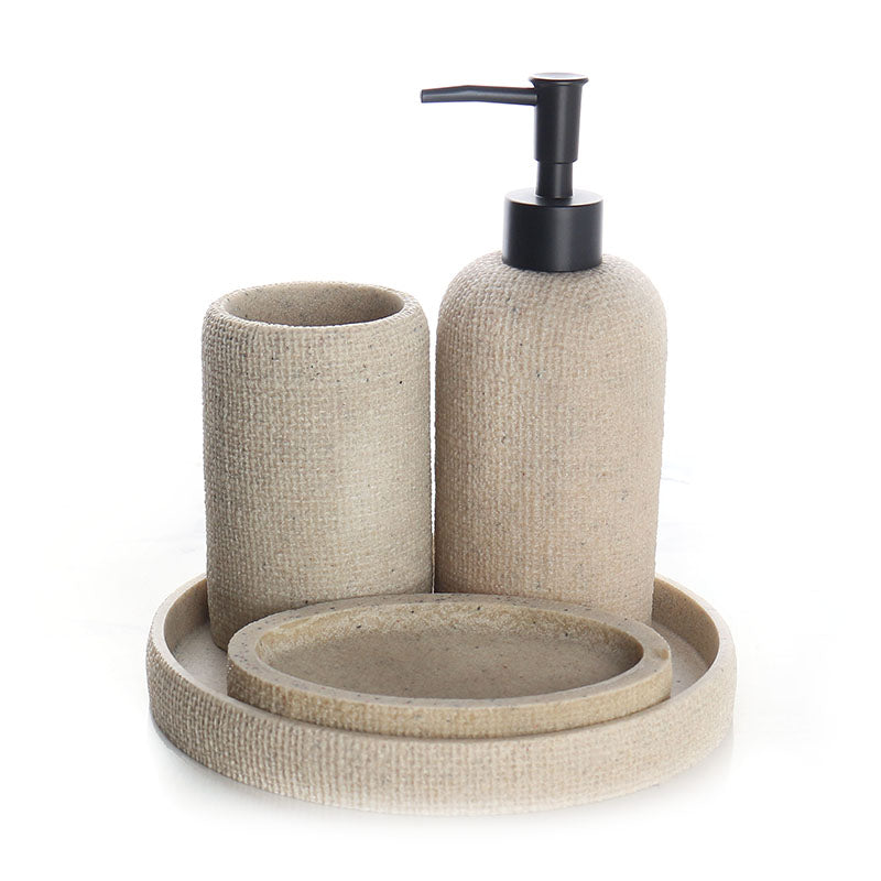 Set accesorii de baie 4 piese bej rasina