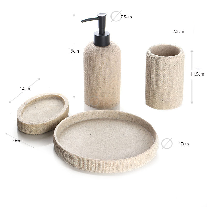 Set accesorii de baie 4 piese bej rasina