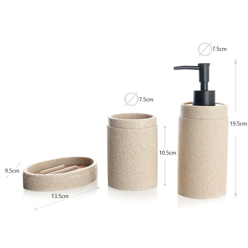 Set 3 piese accesorii de baie bej texturat