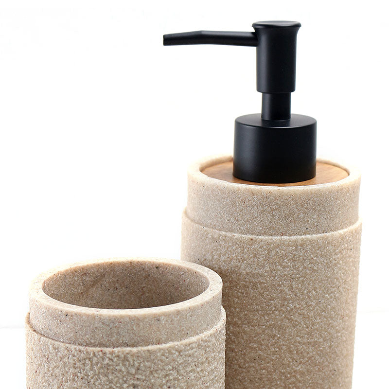 Set 3 piese accesorii de baie bej texturat