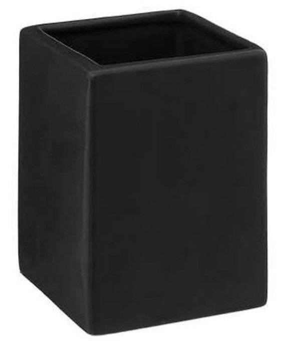 Set accesorii baie negru ceramică și lemn