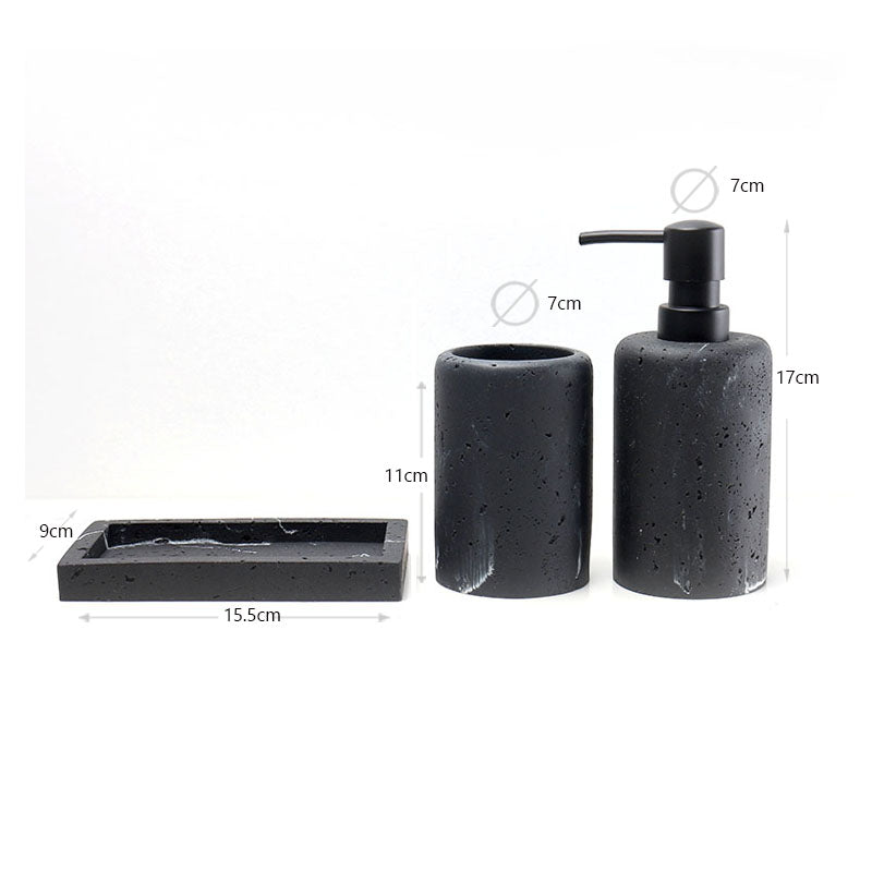Set 3 piese accesorii de baie negru marmurat