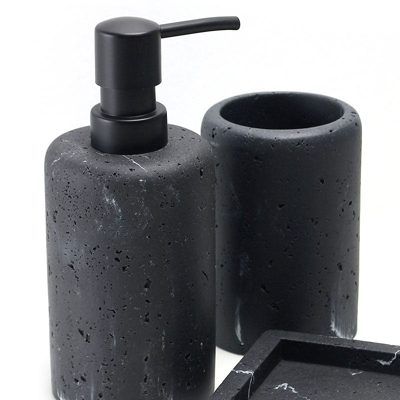 Set 3 piese accesorii de baie negru marmurat