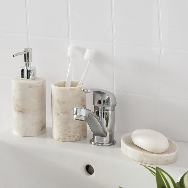 Set accesorii de baie 4 piese crem marmurat