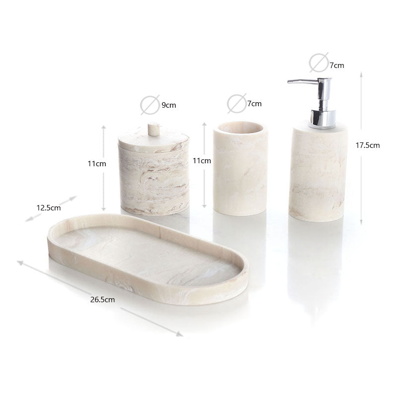 Set accesorii de baie 4 piese crem marmurat