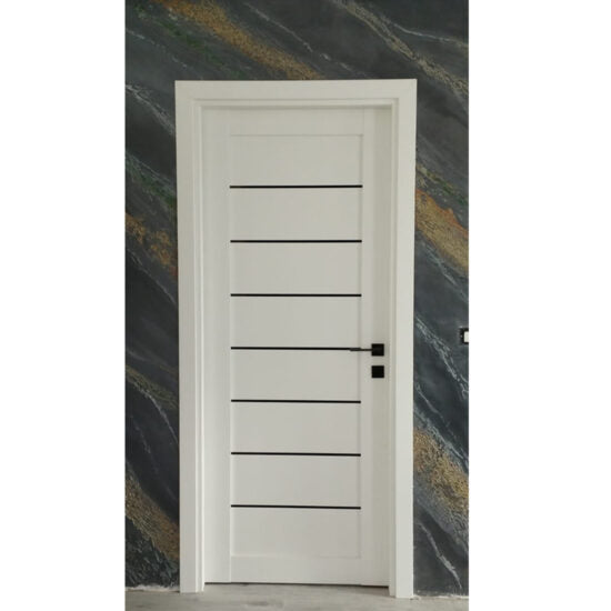 Ușă de interior Deco 10 White silk mat, cu sticlă neagră