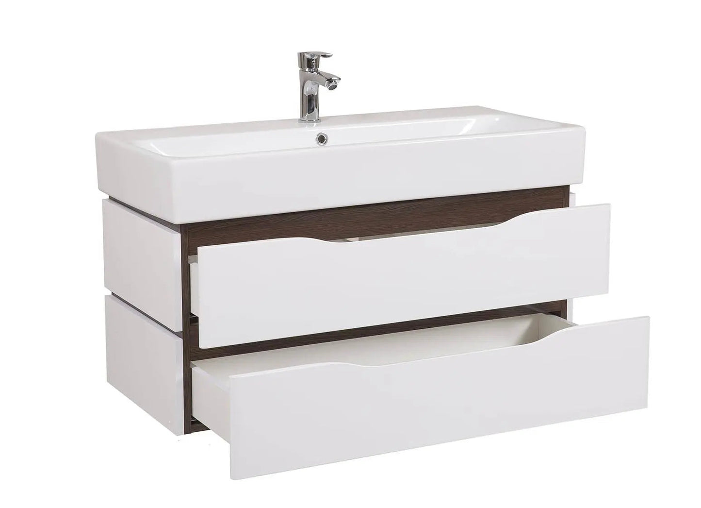 Mobilier de baie suspendat Venice, Alb+Wenge (Pinto)