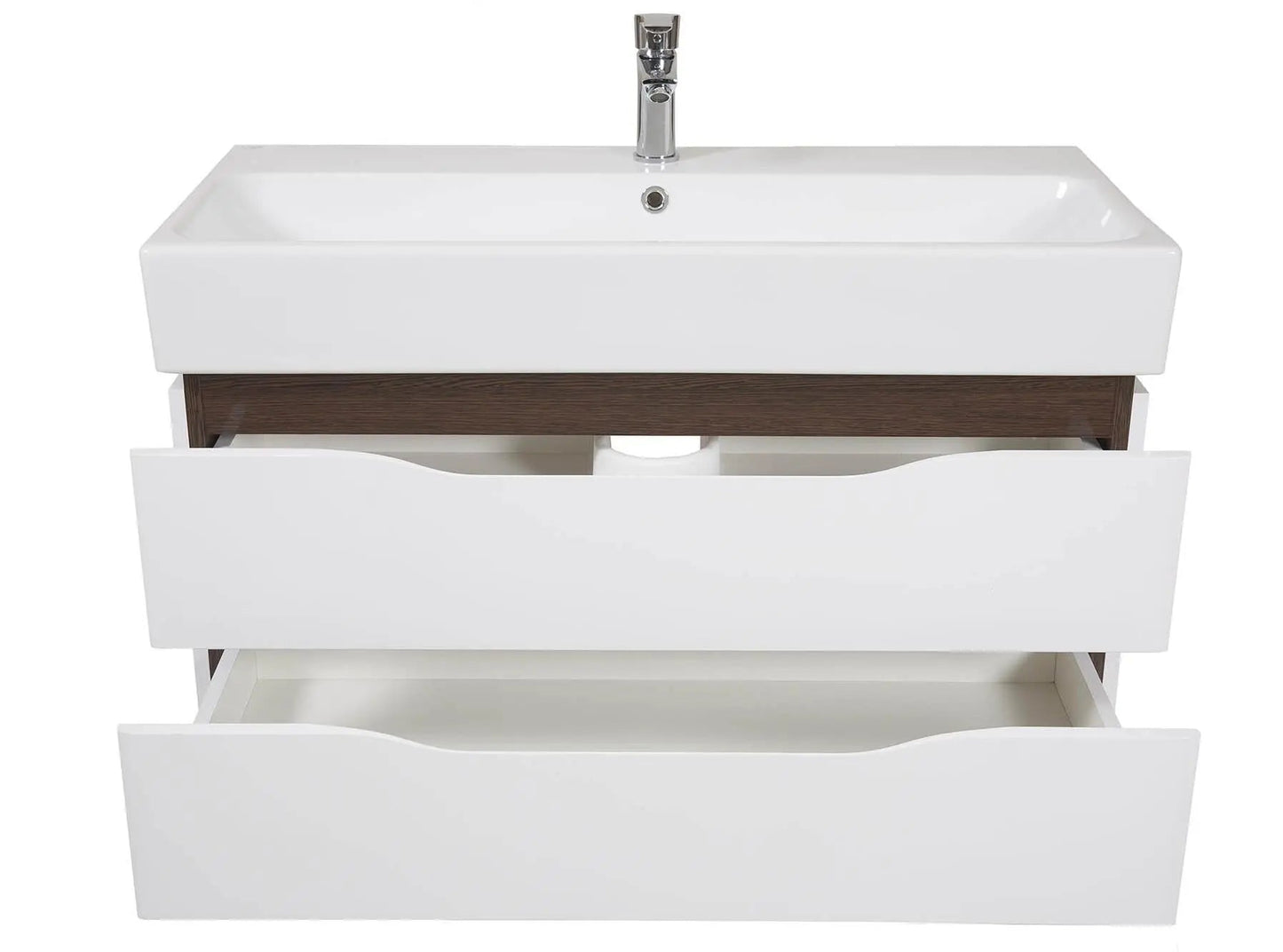 Mobilier de baie suspendat Venice, Alb+Wenge (Pinto)