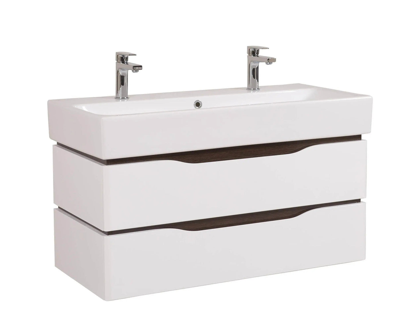 Mobilier de baie suspendat Venice , Alb+Wenge (Pinto 2 baterii)