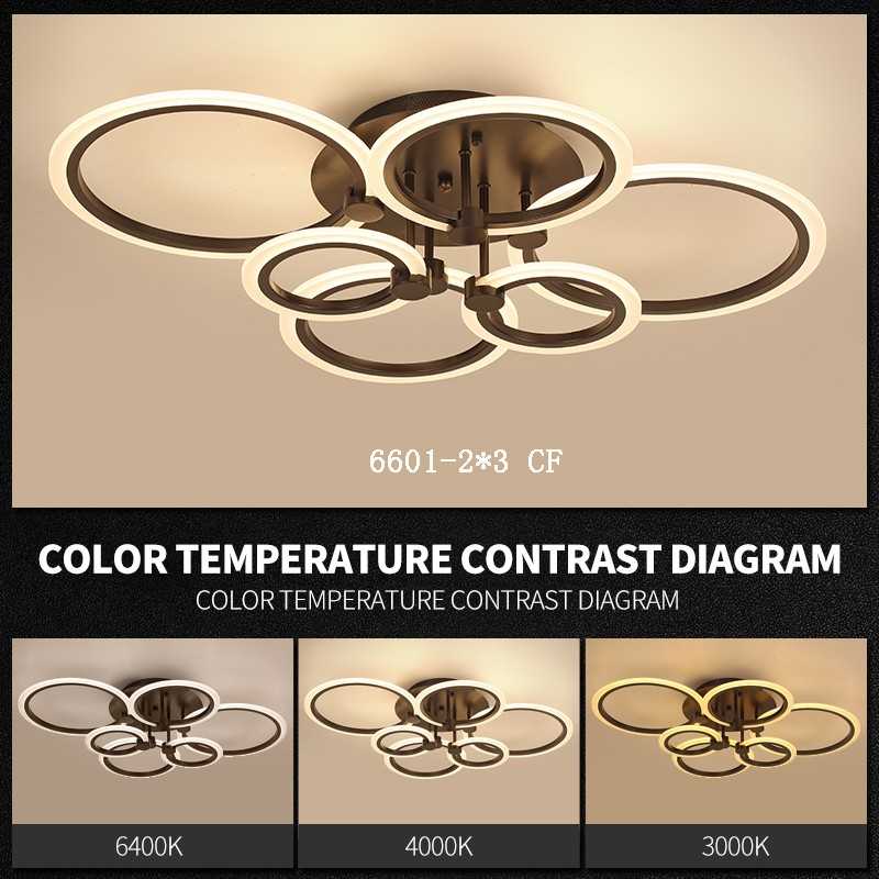 Lustră LED 6 Cercuri Maro cu Telecomandă WiFi – Eleganță și Funcționalitate - 6601/2X3 CF